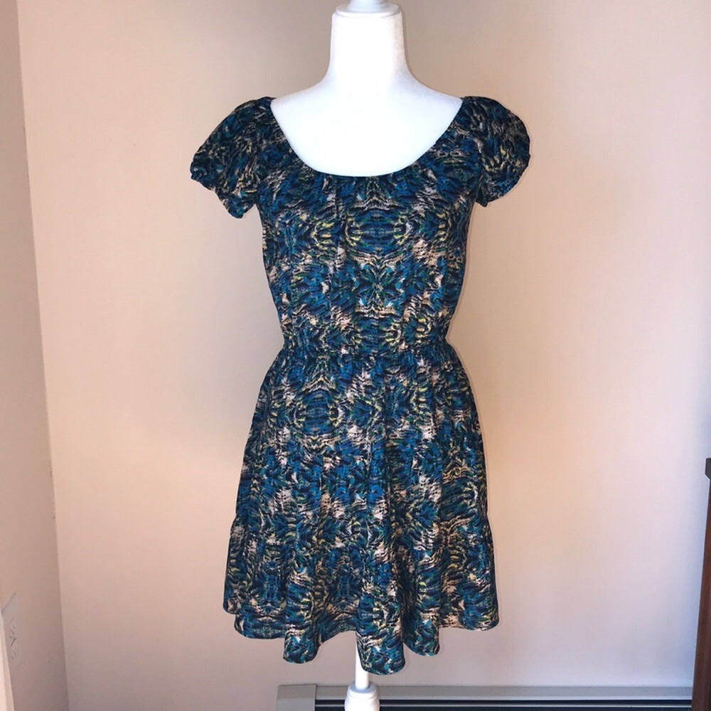 A U W Mini Dress Blue Multicolor